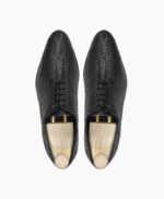 Livermore Wholecut Black Hand Woven Calf Leather Shoes