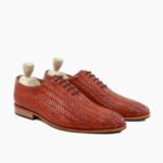 Livermore Wholecut Tan Hand Woven Calf Leather Shoes
