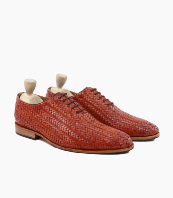 Livermore Wholecut Tan Hand Woven Calf Leather Shoes