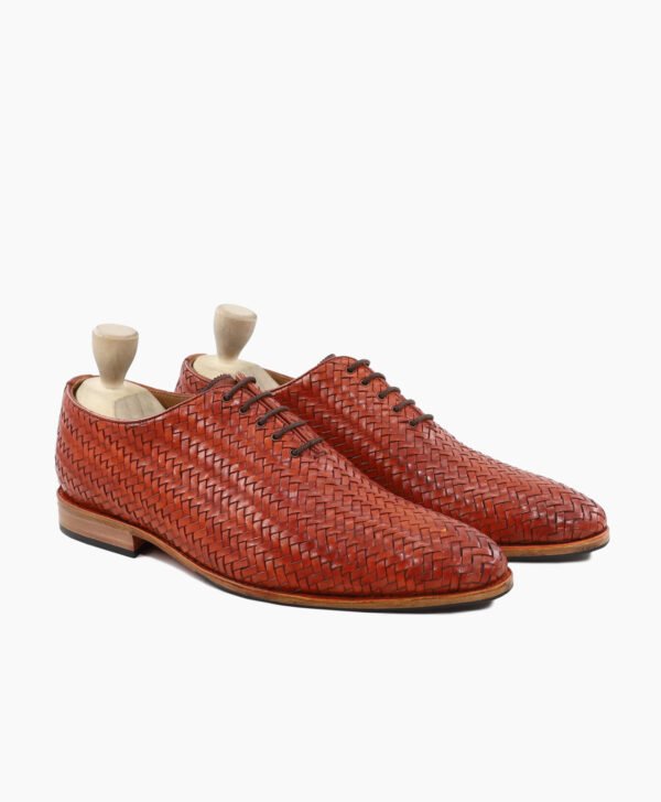Livermore Wholecut Tan Hand Woven Calf Leather Shoes