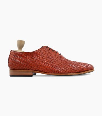 Livermore Wholecut Tan Hand Woven Calf Leather Shoes