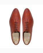 Livermore Wholecut Tan Hand Woven Calf Leather Shoes