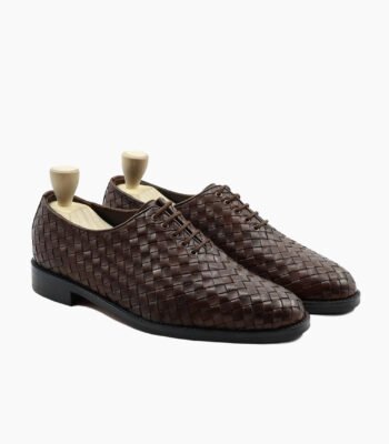 Norwalk Wholecut Dark Brown Hand Woven Calf Leather Shoes