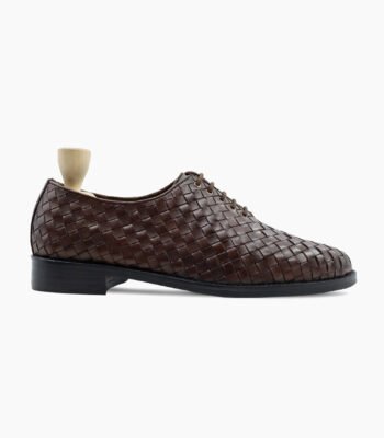 Norwalk Wholecut Dark Brown Hand Woven Calf Leather Shoes