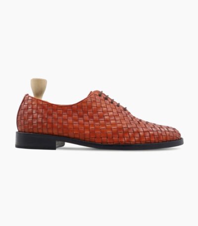 Norwalk Wholecut Tan Hand Woven Calf Leather Shoes