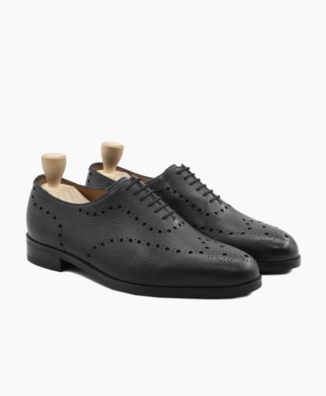 Ojai Wholecut Black Pebble Grain Leather Shoes