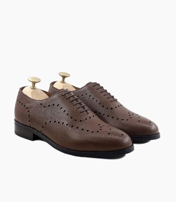 Ojai Wholecut Brown Pebble Grain Leather Shoes