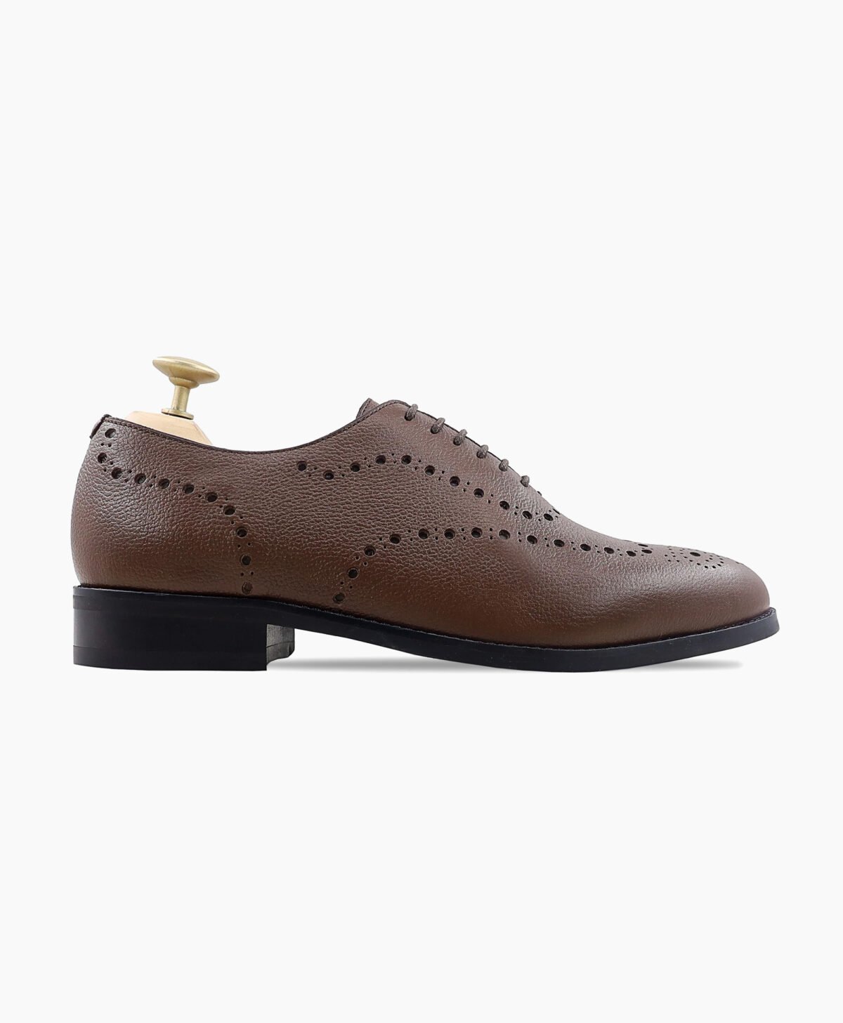 Ojai Wholecut Brown Pebble Grain Leather Shoes Image201