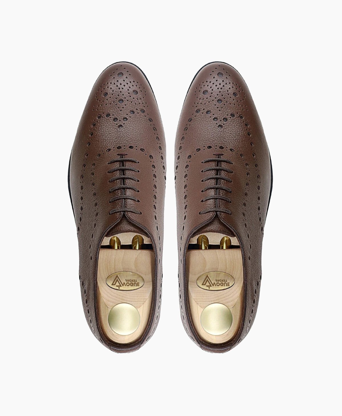 Ojai Wholecut Brown Pebble Grain Leather Shoes Image202
