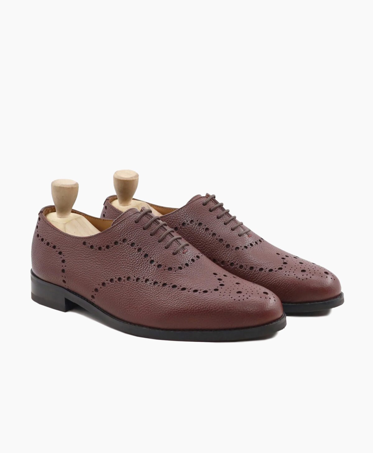 Ojai Wholecut Oxblood Pebble Grain Leather Shoes Image200