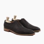 Prichard Wholecut Dark Brown Hand Woven Calf Leather Shoes