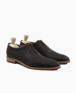 Prichard Wholecut Dark Brown Hand Woven Calf Leather Shoes