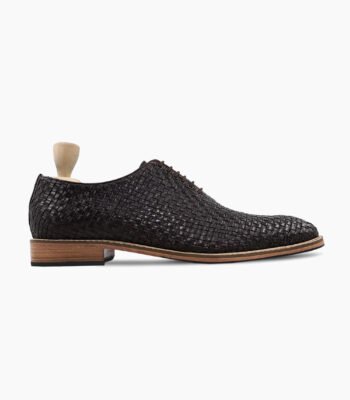 Prichard Wholecut Dark Brown Hand Woven Calf Leather Shoes