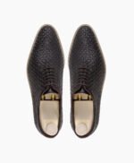 Prichard Wholecut Dark Brown Hand Woven Calf Leather Shoes