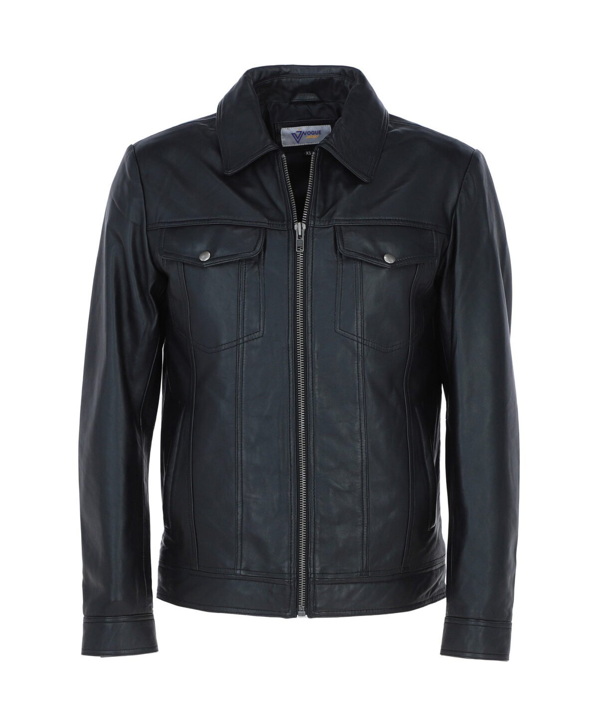 Vintage Leather Bomber Jacket Black Riverton