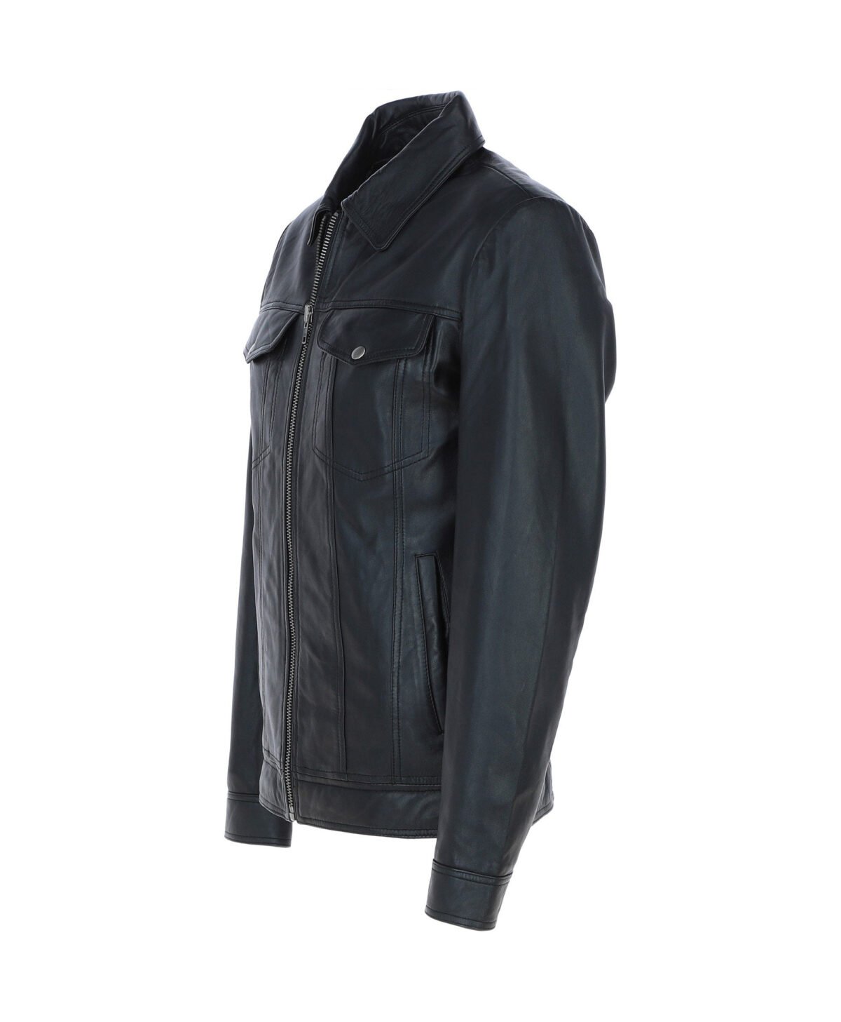 Vintage Leather Bomber Jacket Black Riverton