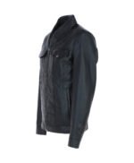 Men's Vintage Leather Bomber Jacket Black Riverton