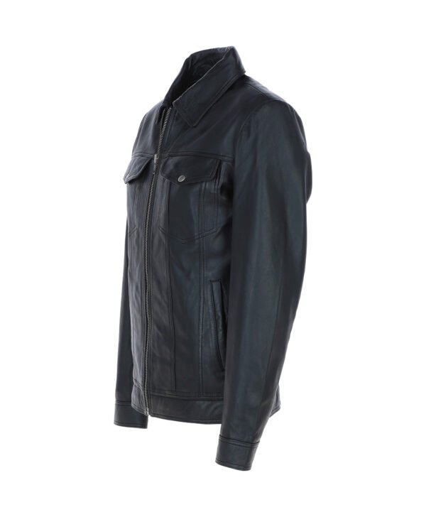 Men's Vintage Leather Bomber Jacket Black Riverton