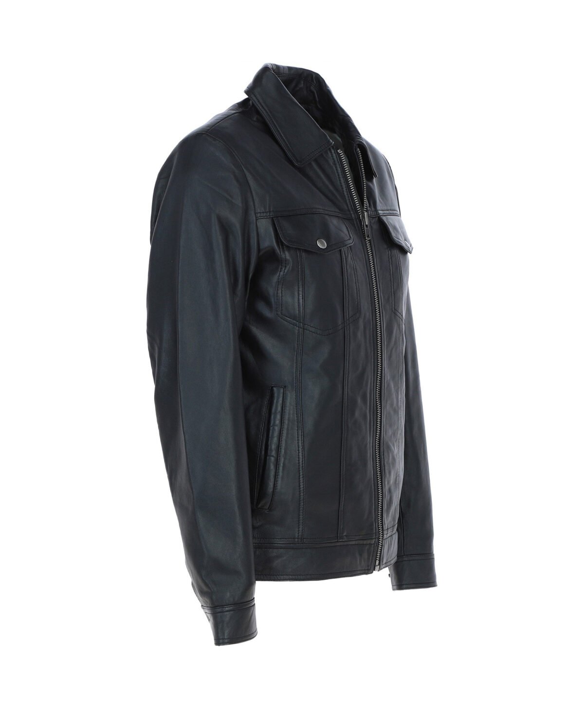 Vintage Leather Bomber Jacket Black Riverton