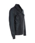 Men's Vintage Leather Bomber Jacket Black Riverton