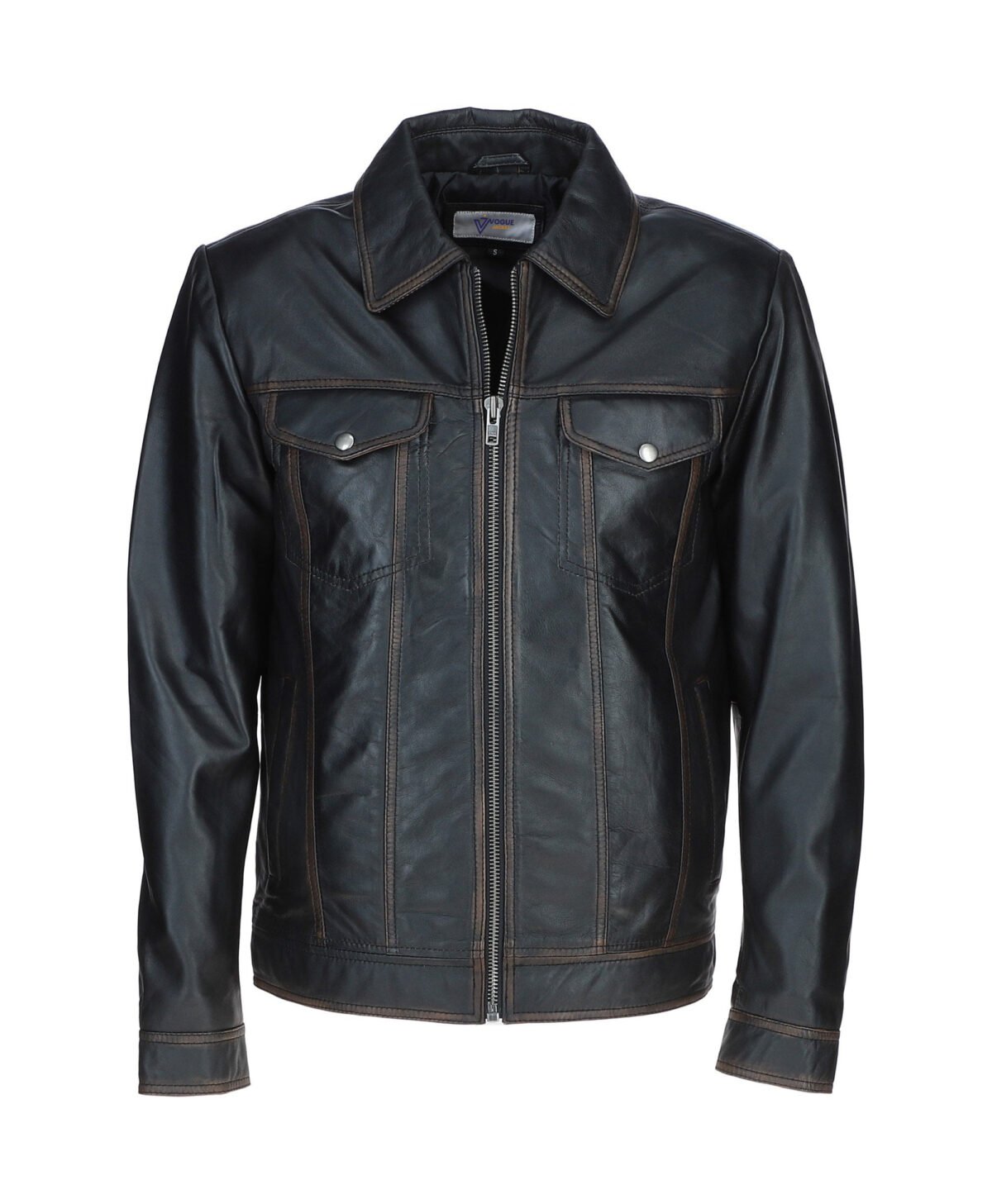 Vintage Leather Bomber Jacket Black Ruboff Riverton