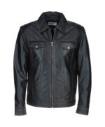 Men's Men's Vintage Leather Bomber Jacket Black Ruboff Riverton