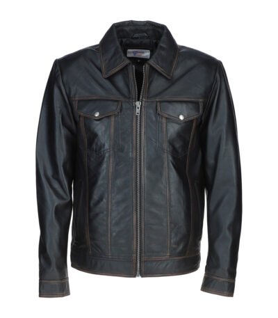 Vintage Leather Bomber Jacket Black Ruboff Riverton