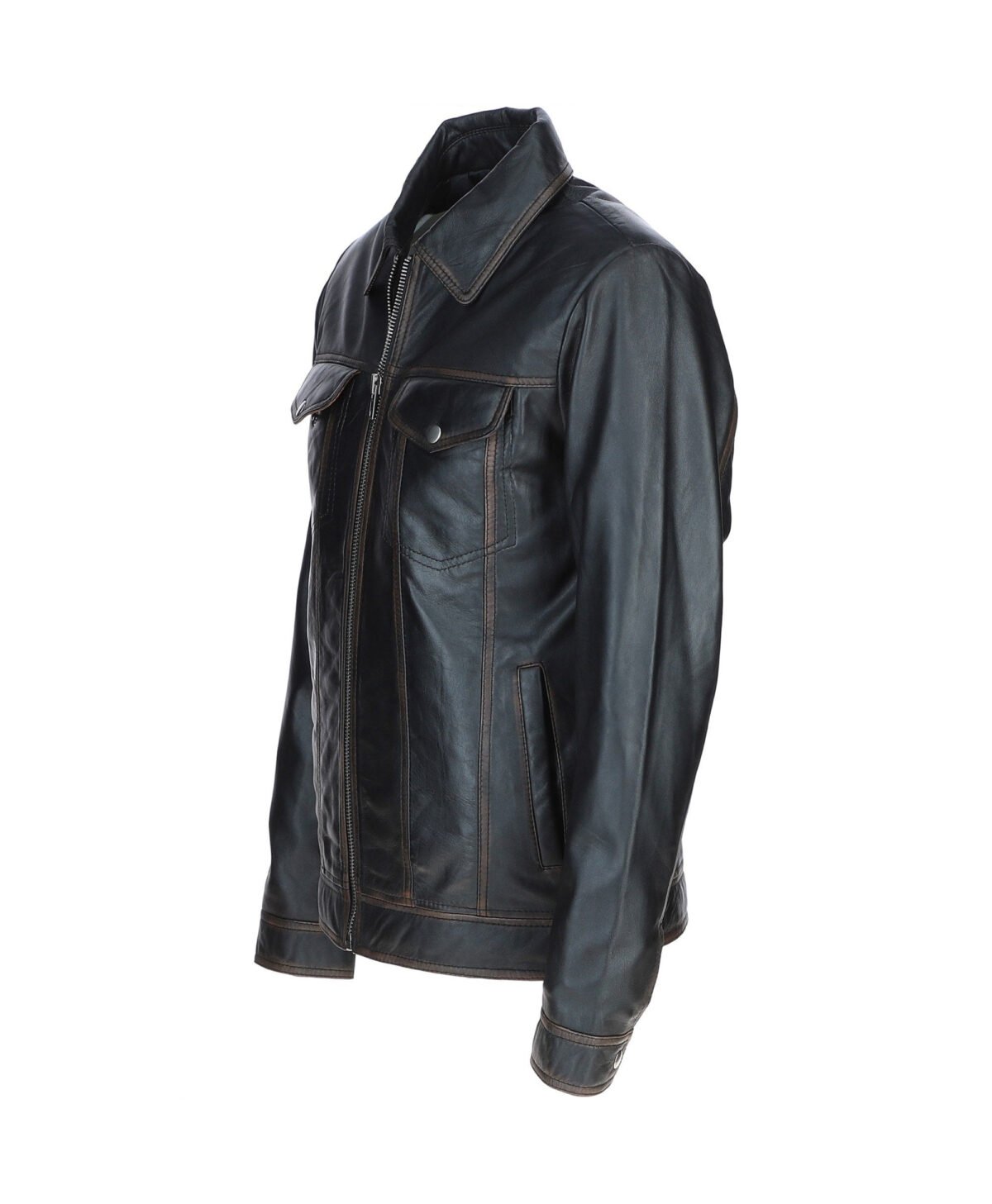 Vintage Leather Bomber Jacket Black Ruboff Riverton