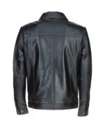 Men's Vintage Leather Bomber Jacket Black Ruboff Riverton