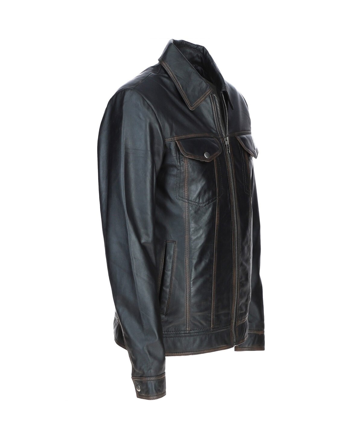 Vintage Leather Bomber Jacket Black Ruboff Riverton