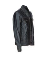 Men's Vintage Leather Bomber Jacket Black Ruboff Riverton