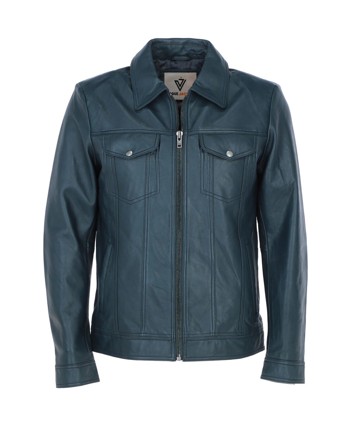 Vintage Leather Bomber Jacket Navy Riverton