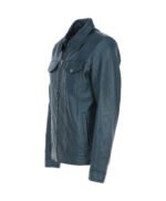 Men's Vintage Leather Bomber Jacket Navy Riverton