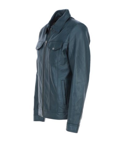 Men's Vintage Leather Bomber Jacket Navy Riverton