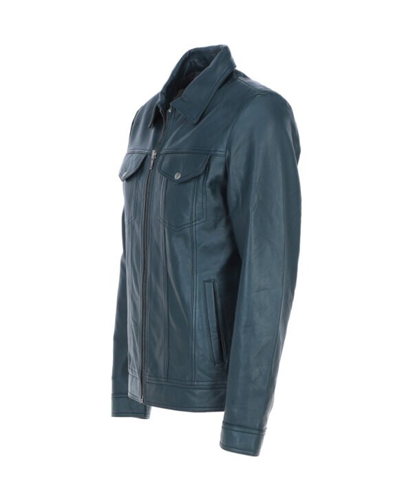 Men's Vintage Leather Bomber Jacket Navy Riverton