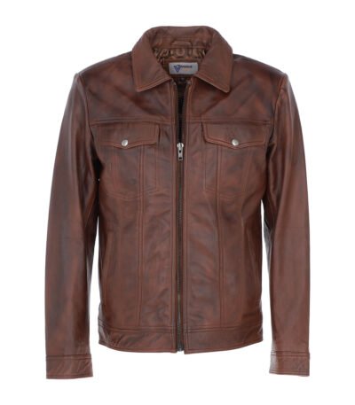 Vintage Leather Bomber Jacket Tan Riverton