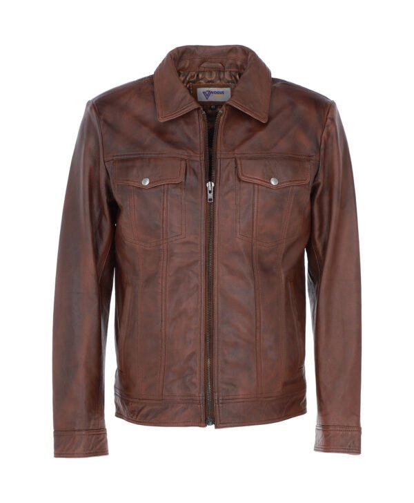 Men's Vintage Leather Bomber Jacket Tan Riverton