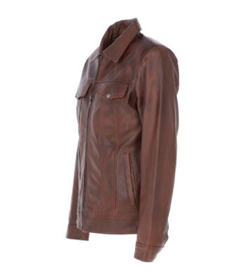 Men's Vintage Leather Bomber Jacket Tan Riverton