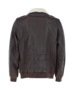 Men's Leather Bomber Jacket With Detachable Collar Brown Sheridan