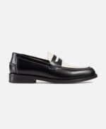 Athens Black and White Leather Penny Loafers