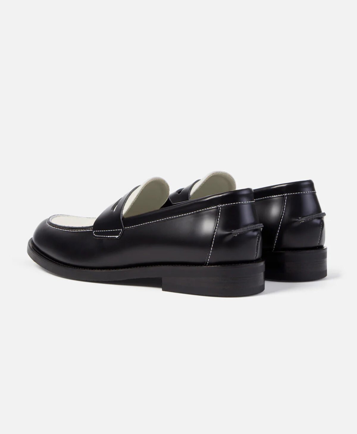 Athens Black and White Leather Penny Loafers