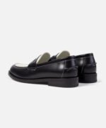 Athens Black and White Leather Penny Loafers