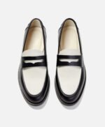 Athens Black and White Leather Penny Loafers