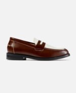 Athens Chestnut and White Leather Penny Loafers