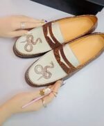 Helen Snake and White Penny Loafers