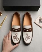 Helen Snake and White Penny Loafers