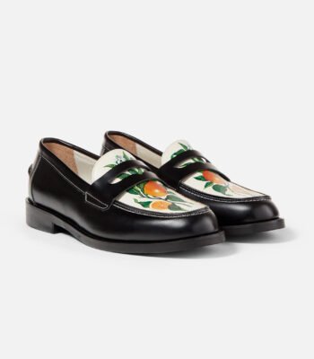 Neenah Hand Painted Orange Penny Loafers