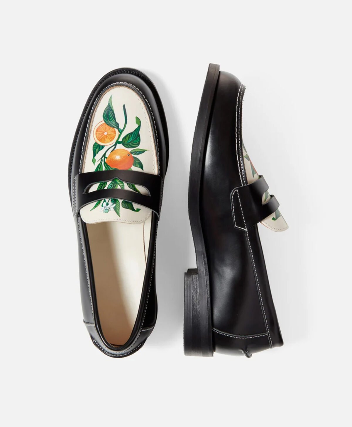 Neenah Hand Painted Orange Penny Loafers