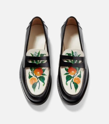 Neenah Hand Painted Orange Penny Loafers