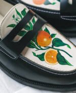 Neenah Hand Painted Orange Penny Loafers
